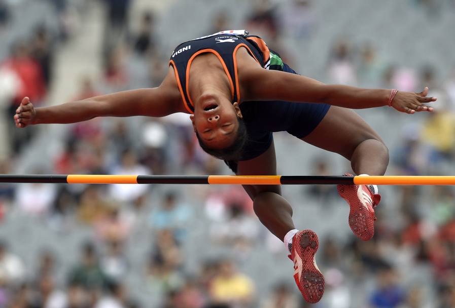E nella prova di salto in alto. L’atleta indiana ha chiuso la classifica generale dell’eptathlon al quinto posto con 5178 punti. AFP